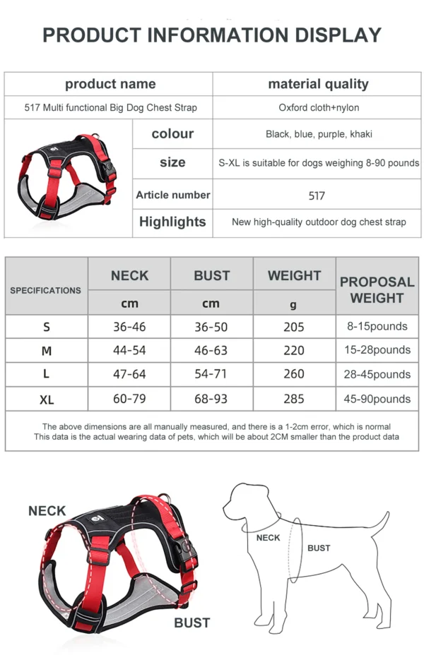 Dog Harness Reflective Tactical Vest Waterproof - Image 4