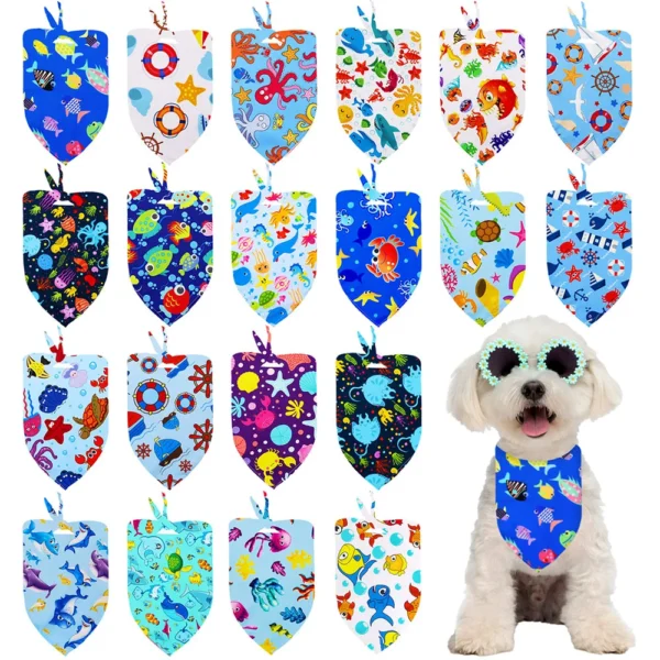 10PCS 2025New Dog Bandanas Beach Holiday