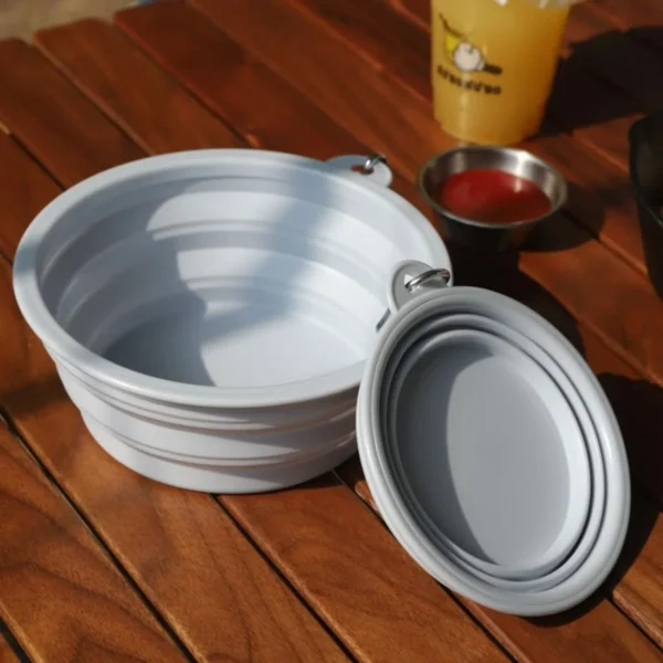 2pcs Collapsible Pet Silicone Dog Food Water Bowl Outdoor Camping Travel Portable Folding Supplies Dishes with Carabiner - Image 6
